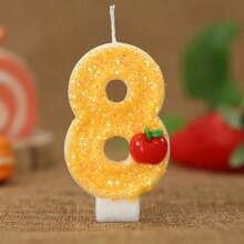 1支手工制作的黄色亮红色苹果生日蜡烛，适合装饰生日、周年纪念、纪念活动、主题派对和蛋糕，男女皆宜。 - 黃色 - 查看 15