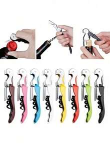 1pc Professional Waiter's Corkscrew Wine Bottle Opener Set,Colorful Wine Bottle Opener,Multifunctional Beer Bottle Opener,Creative Portable Bottle Opener,Suitable For Restaurants, Waiters, Bartenders, And Parties, For Outdoor, Camping - Multicolor - View 2