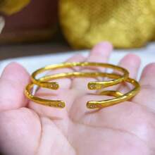 1 Peça Pulseira Leve de Strass Dourado Antigo Joia de Luxo Feminina - Pulseira de diamante único de peso pequeno - Visão 3