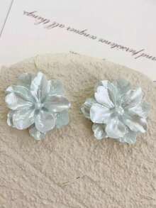 2 件时尚优雅简约白色花朵耳钉 - 白色花朵 - 查看 11