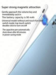 通用电容式触控笔，主动式铅笔型电容触控笔，配有 2 个替换笔尖，兼容安卓、苹果 iPad，书写流畅的高端电容笔（仅支持苹果、安卓、鸿蒙操作系统以及部分 Windows 系统，不适用于电阻式或电磁式屏幕设备）