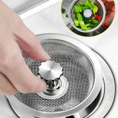 1pc Stainless Steel Kitchen Sink Strainer, Drain Catcher, Sink Stopper, Garbage Disposal, Anti-Clogging Cover, Sink Drain Filter, Anti-Odor Mesh