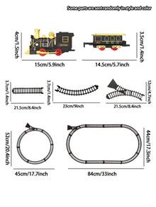 Zestaw torów elektrycznych w stylu retro – klasyczna lokomotywa parowa ze światłami i dźwiękami, zabawka kolejowa, symulacja pociągu do samodzielnego montażu, idealna dla chłopców i dziewcząt do kreatywnej zabawy, prezent na Boże Narodzenie, Halloween i urodziny
