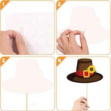 30 Packs Decorative Thanksgiving Photo Booth Props Reusable Give Thanks Harvest Turkey Paper Party Supplies Durable DIY Fall Funny Photo Prop With Stickers For Garden Indoor Thanksgiving Feast Party Decoration - Multicolor - View 9