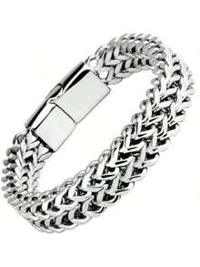 2pcs Minimalist Solid Color Stainless Steel Chain Necklace & Bracelet Set For Men, Hip Hop Fashion Jewelry, Versatile Match, Christmas, Valentine's Day, New Year Gift - 金色 - 查看 4