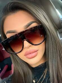 1pc New Vintage Oversized Fashion Glasses, Stylish Colorful Retro Fashion Glasses, Suitable For Daily Wear For Summer Beach Vacation,Outdoor,Travel