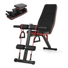 Adjustable Folding Weight Bench Sit Up Bench Strength Training Flat Incline Foldable Decline Gry Home Fitness - Black - View 2