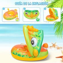 1 pieza Flotador de natación con sombrilla, asa y asiento, inflable y grueso, aro flotante de verano para diversión en la playa - Verde - Ver 6