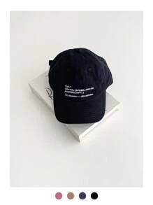 1pc New Arrival Contrasting Color Wide Brim Small Face Baseball Cap, Student Letter American Style Baseball Hat,