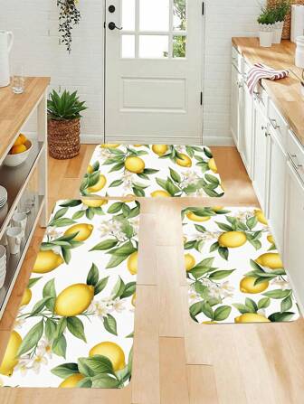 1 st. golvmatta med klassiskt citronmönster, lämplig för heminredning, halkfri matta, kök, sovrum, badrum, tvättstuga kan användas