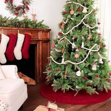 1 pieza Falda de árbol de Navidad tejida: Falda de árbol de 48 pulgadas de color blanco crema con trenzado de punto grueso, decoraciones rústicas de árbol de Navidad, decoración navideña de estilo granja, decoraciones para el hogar y fiestas navideñas, decoración del hogar, decoraciones navideñas, decoración de habitación, decoraciones navideñas de invierno, regalos de Navidad, decoración navideña