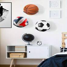 1/3/5 piezas - Soporte de pared multifuncional para almacenamiento y exhibición de baloncesto - Perfecto para baloncesto y fútbol, utilizado para baloncesto y fútbol - Diseño ahorra espacio, conveniente para todos los balones y estantes deportivos. - Negro - Ver 2