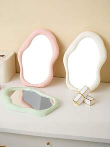 1pc Foldable Asymmetrical Cloud Shaped Makeup Mirror, Portable Vanity Mirror For Students, Can Stand Or Hang,Makeup,Cheap,Room Decor,Vanity,Travel,Bedroom,Makeup Accessories,Mirror,Vanity Mirror,Mini Mirror,Compact Mirror,Mirror Small,Hand Mirror,Cheap,Stocking Stuffers,Makeup,Makeup Tools,Cheap Stuff,Gifts,Gifts For Women,Christmas Gifts,Giveaways,Travel,Cheap Stuff,Travel Essential - Multicolor - View 3