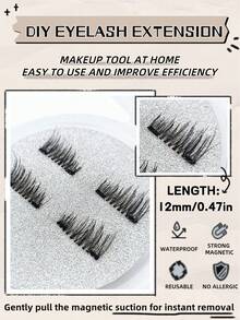 1对磁性假睫毛，半截式，无需胶水，短款磁性假睫毛，打造自然猫眼妆效，可重复使用，适用于睫毛嫁接，尤其适合眼皮较厚的人士、美妆博主，也可作为礼物赠送。 - 半眼睫毛 - 查看 3