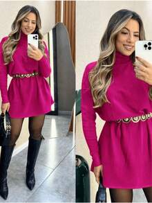 Women's Long-Sleeved Lacy Poncho Dress From Cacharrel For Winter. - 灰色 - 查看 2