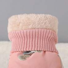 冬季户外滑雪手套，男女通用，加厚保暖内衬，-20°C保暖，触屏兼容，防滑掌面，防寒手指手套，可爱小熊图案 - 彩色 - 查看 3