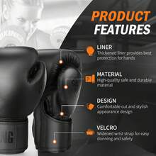 Boxing Gloves For Men And Women Suitable For Boxing Kickboxing Mixed Martial Arts Muay Thai MMA Heavy Bag Training - 16盎司 - 查看 2