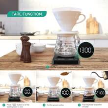 USB Rechargeable Electronic Coffee Scale With Timer, 3kg/0.1g Mini Coffee Scale, Drip Coffee Scale, Kitchen Scale With 3 Measurement Units (G/Oz/Ml), Portable Digital Food Scale, High Precision Kitchen Scale
