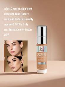 IT Cosmetics Your Skin But Better 粉底液 + 护肤 #Tan Warm 41，30毫升/1盎司 | 全效遮瑕粉底液，兼具护肤功效，打造自然透亮妆效 | 持妆12小时，均匀肤色，遮盖瑕疵 - Tan Warm 41 - 查看 4