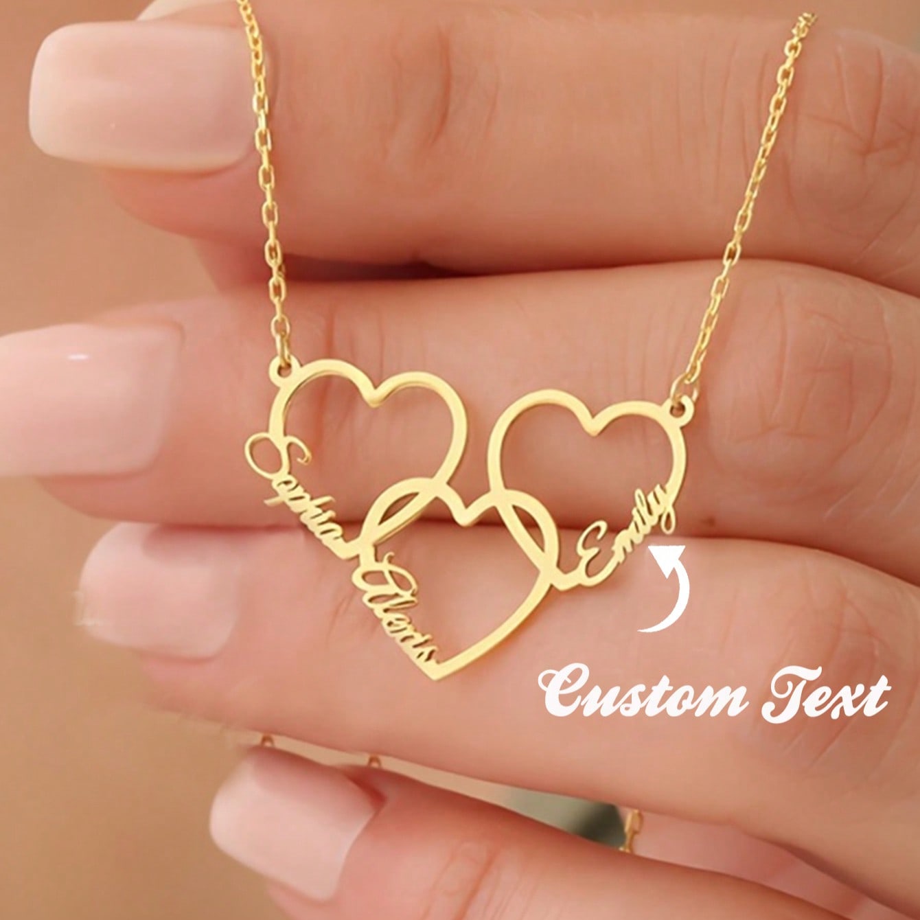 Collar de Corazón Familiar Personalizado con Múltiples Nombres, Collar Personalizado para Mamá Esposa, Joyería para Damas, Collar de Nombre Person