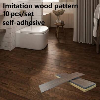 אריחי רצפה דביקים, התקנה קלה, עמידים למים ושריטות, מתאים להשכרות, חדרי שינה, מטבחים - 10 יחידות, 15.7 X 5.9 אינץ' אריחי רצפה דביקים, אריחי רצפה מתקלפים, עיצוב סלון, עיצוב חדר, עיצוב הבית, עיצוב מטבח