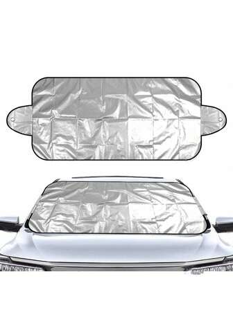 1 件通用汽车挡风玻璃罩，适用于雪天和太阳，涤纶纤维，全天候保护，夏季遮阳，冬季防雪，必备车辆配件，车主礼物