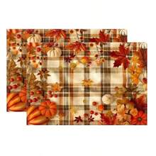 4-Piece Set Of Autumn Thanksgiving Themed Placemats With Pumpkin And Maple Leaf Print Designs, Measuring 30X45 Centimeters, Is Perfect For Theme Decoration In Thanksgiving Restaurants, Dining Tables, Indoor And Outdoor Gatherings, And Rural Kitchens. It Is The Best Choice For Thanksgiving Gifts.
