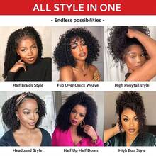 Uveous Kinky Curly Half Wig Human Hair 200 Density 3 In 1 Seamless Flip Over Half Wigs Human Hair Glueless Wear And Go Beginner Friendly Kinky Curly Wig Human Hair Drawstring Headband Wig For Women 20 Inch - Natural Black - View 10