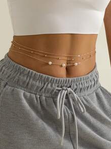 3 pz Cadena de cintura de bikini de fiesta nocturna sexy de varias capas chapada en oro de 14 quilates, cadena de Body simple de bikini para el verano, accesorios de joyas para el Body de playa para mujeres y niñas