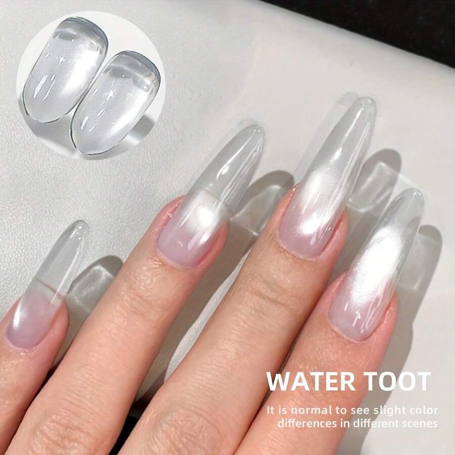 XEIJAYI 1pc  White Plain Water Cat's Eye Magnetic Gel Nail Polish - Ultra Shine, Quick-Dry, Soak-Off UV/LED Varnish For Stunning Manicures - 白色 - 查看 1