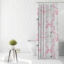 Pink Halloween Shower Curtain For Bathroom, Cute Bow Skull Ghost Shower Curtain Halloween Bathroom Decor Waterproof Fabric Bath Curtain With 12 Hooks - 36x72inch, 48x72inch, 60x72inch, 66x72inch - 粉色 - 查看 4