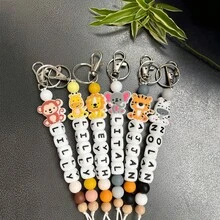 1PC Custom Animal Letter Keychain, Can Be Used As Name Bag Hanging,Back To School Gifts,Customized Keychains & Accessories,End Of Summer,Delicate Romance,For Office,For School,For Classroom,For Teacher Gifts,For University,For Colleague,For Dorm Rooms - Silicone Keychain - View 3
