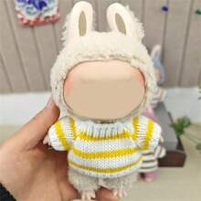 Nuevo accesorio de llavero con suéter de punto a rayas adecuado para ropa de muñeca Labbubu de 17 cm, regalo para fiesta de cumpleaños infantil