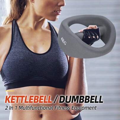 1 kettlebell multifunzionale, kettlebell in ferro, adatto a uomini e donne, 4 kg, materiale opaco resistente rivestito in plastica, disponibile in div
