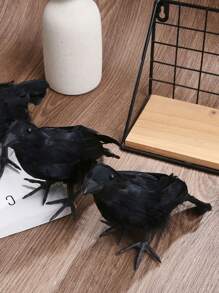 6pcs Halloween Simulation Black Crow Feather Crow Halloween Decoration Crow Garden Props Decoration,Christmas