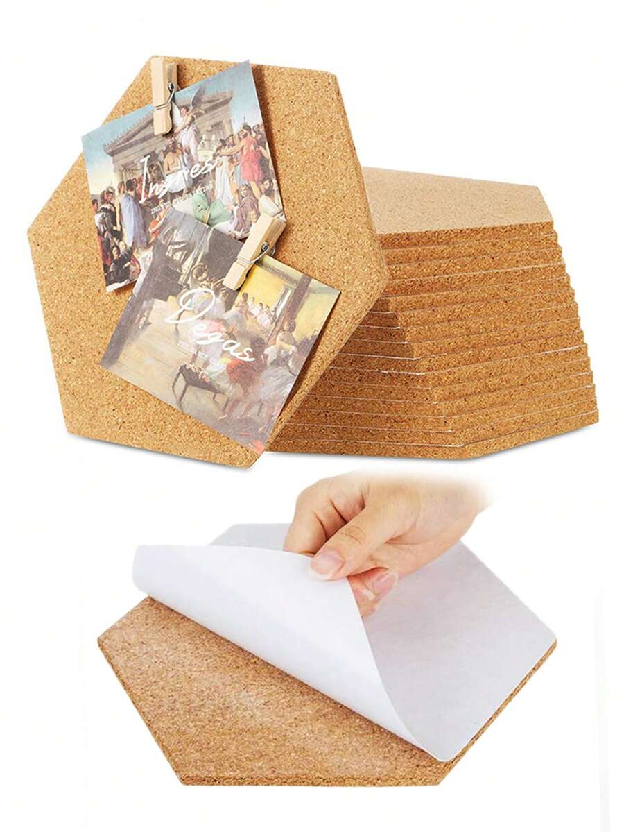 1 cái/2 cái/4 cái/8 cái/16 cái Tấm bần lục giác sáng tạo tự dính, Tấm bần, Gạch bần, Bảng trưng bày - Màu be - Xem 1