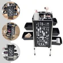 Carrello da parrucchiere di alta qualità, carrello da salone con sistema di cassetti a 5 scomparti, stabile e silenzioso, con porta-attrezzi pieghevole, compatto e pieghevole, postazione professionale per parrucchiere, stilista, acconciatura, organizzazione del salone, taglio dei capelli