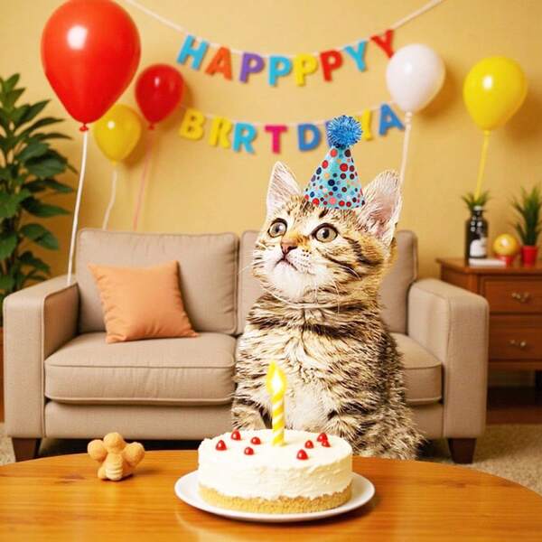 6 piezas Sombrero de cumpleaños para mascotas, decoraciones de fiesta para perros, sombrero de cruce de frontera para mascotas, nuevo sombrero con bola esponjosa y láser holográfico de colores para gatos