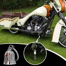 1 Piece Retro Punk Style Patron Bell Motorcycle Bell Men's Intersection Lucky Bell Angel Wings Knight Bell Metal Pendant Motorcycle Accessories - Đỏ - Xem 2