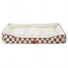 1 Giường cho chó/mèo, Ấm áp, Có thể giặt được, Chất liệu vải nhung, Họa tiết ô vuông, Đáy chống trượt, Thích hợp cho chó nhỏ/vừa/lớn - Nhiều màu - Xem 17