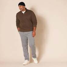 Men's Long-Sleeve Quarter-Zip Pullover Fleece Sweatshirt, Style - 中棕色 - 查看 7