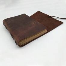 Leather Journal Writing Notebook Genuine Leather Bound Daily Notepad For Men Women Lined Paper 240 Kraft Pages, Handmade, Rustic Brown, 5x 7 In