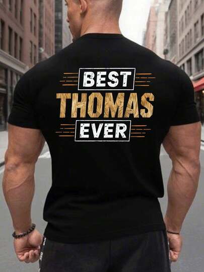 Customized Best Thomas Ever , Men's Double-Sided Printed Fashionable Casual Crew Neck 220gsm Pure Cotton T-Shirt(1 PC)