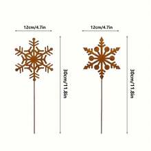 2pcs/4pcs Decorative Snowflake Garden Stakes, Rusty Metal Silhouette For Christmas Garden Decor, Yard Art Stakes Set