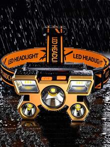 High-Power Spotlight, Long-Range LED Headlamp, Telescopic Zoom Headlamp, Flashlight, Fishing Light, Camping Fishing Light - Orange - View 10