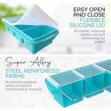Silicone Freezer Tray With Lid-Soup Freezer Container Molds-2-Cup Extra Large Ice Cube Tray-Makes 4 Perfect 500ml Portions Cubes, For Freezing Soup,Stews,Sauces.Oven&Dishwasher-Safe(2-Pack)-585515 - Onepiece - 查看 5