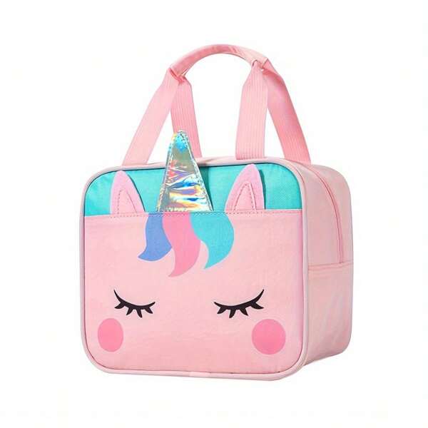 Bolsa de almuerzo con diseño de unicornio de dibujos animados, bolsa de mano de tela Oxford con diseño lindo de dinosaurio