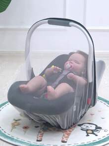 1pc Baby Bassinet Universal Mosquito Net, Breathable Mesh Canopy For Cradle, Stroller, Crib, Convenient Carry Bag, White, All Season - White - View 4