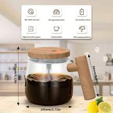 1pc Self Stirring Cup Mug, Portable Coffee Mixing Mug, 13.5oz Electric Milk Frother Self Mix Cup, Coffee Glass Mixing Cup With Lid For Coffee, Milk, Protein - Electric (USB-C Port) - View 7