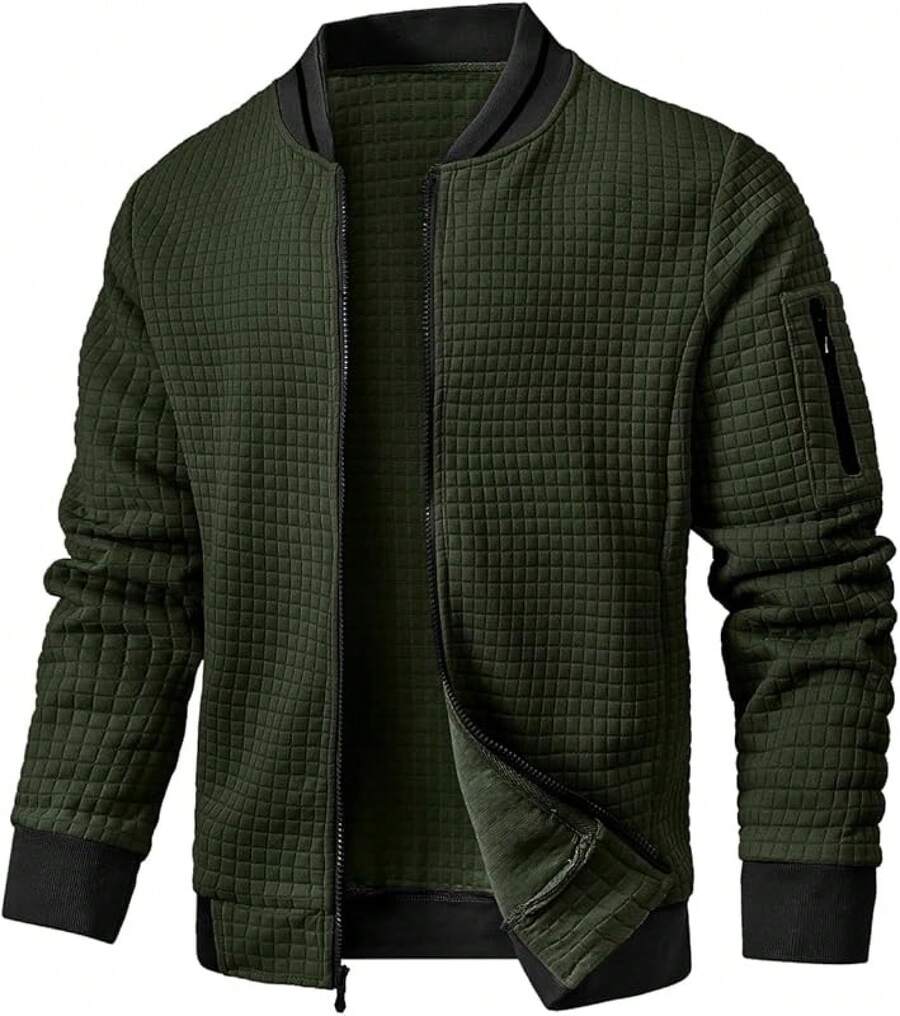 Mens Casual Lightweight CoatChristmas MQ4K - 軍綠色 - 查看 1